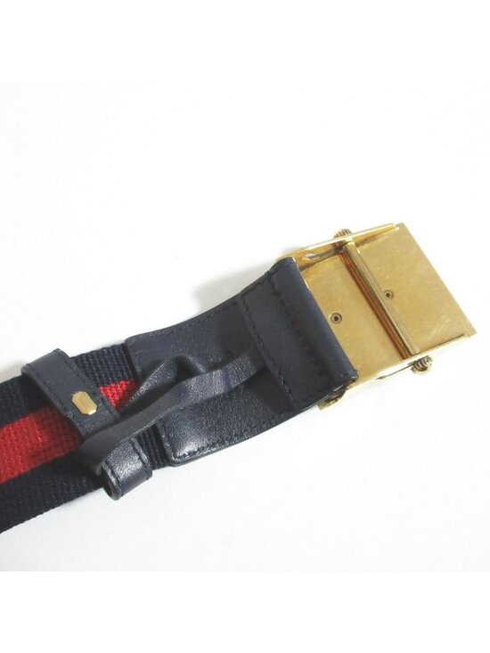 Gucci Bicolor Sherry Web Stripe Belt 85 34 Navy Red